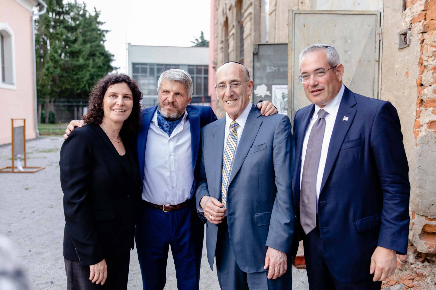 From left: Ms. Orit Stieglitz, Mr. Peter Absolon, Mr. Emil Fish, and Mr. Paul Packer outside the Old Synagogue after the event