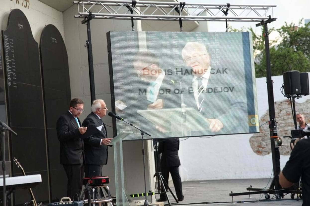 Mayor of Bardejov, Mr. Boris Hanuscak, speaks at the Dedication Ceremony