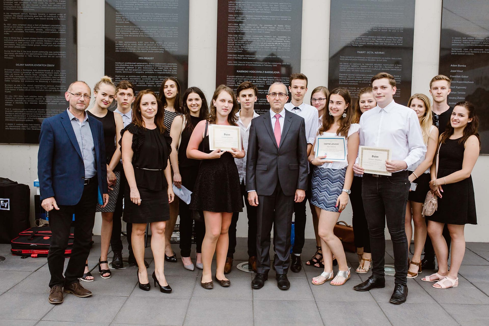 Students and Essay contest participants with H.E. Zvi Aviner Vapni