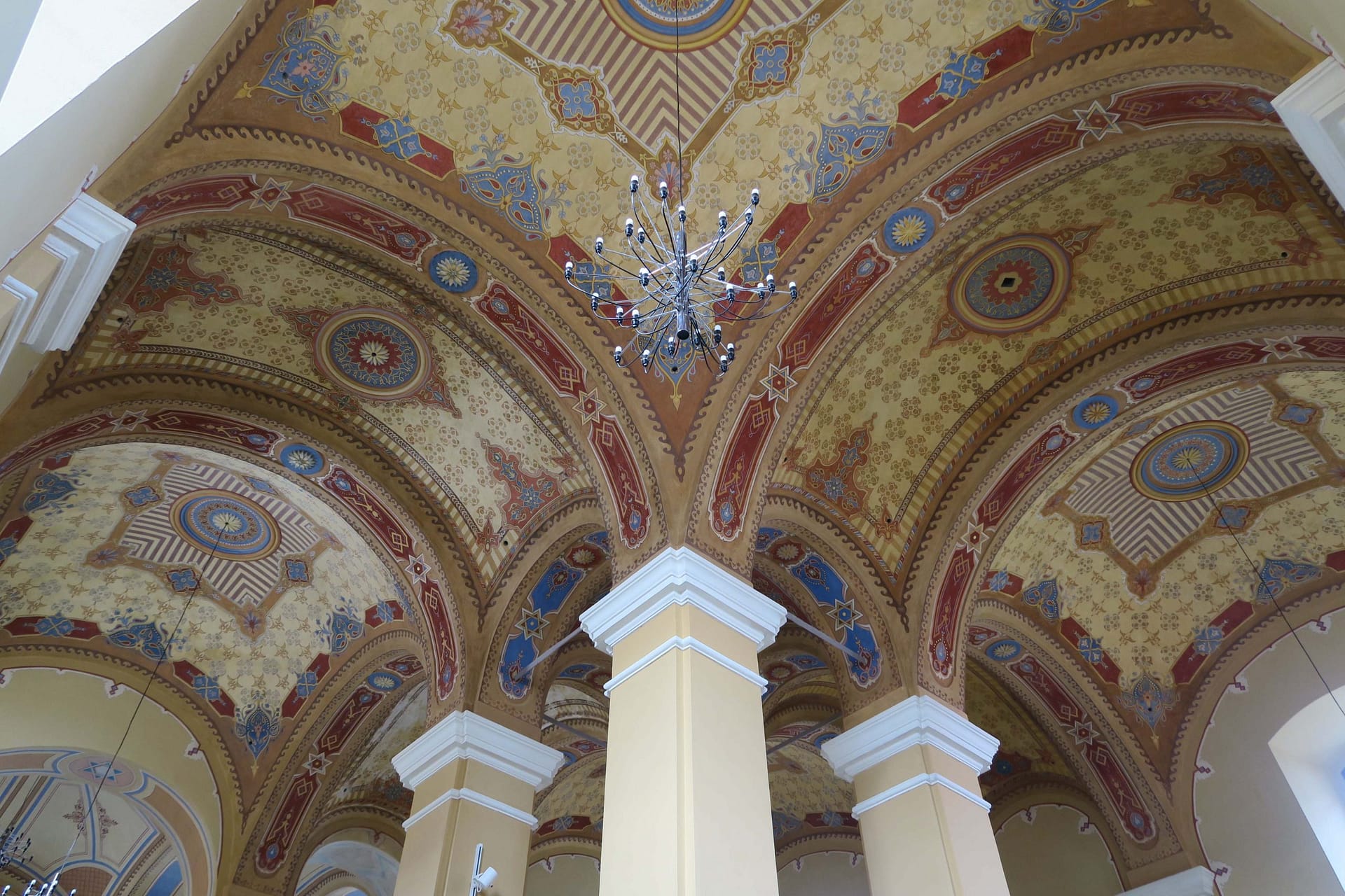 Renovated ceiling in Bardejov Old Synagogue showing ornamental decoration