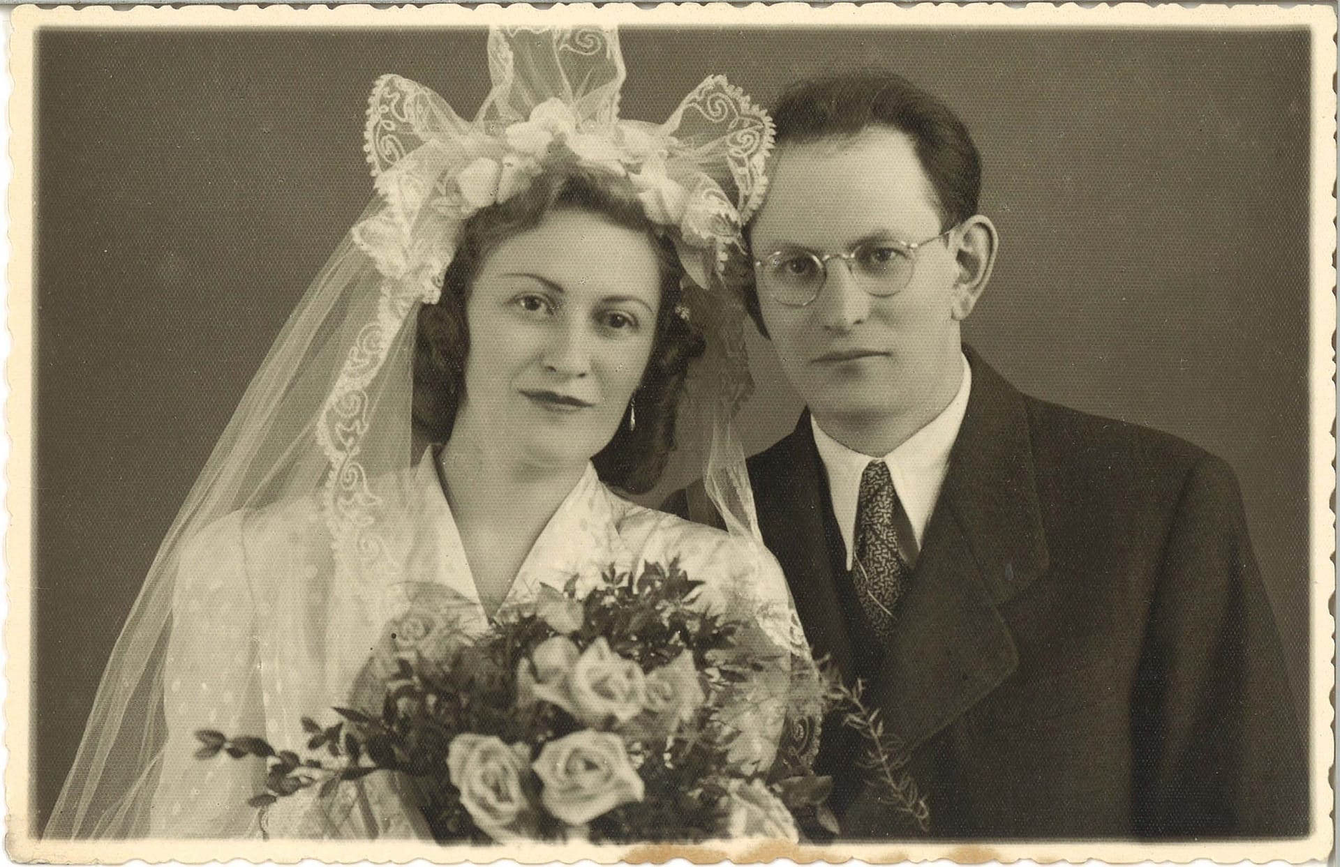 IDENTIFIED: Betty Berta Gluck and her husband Hershel Taub on their wedding day