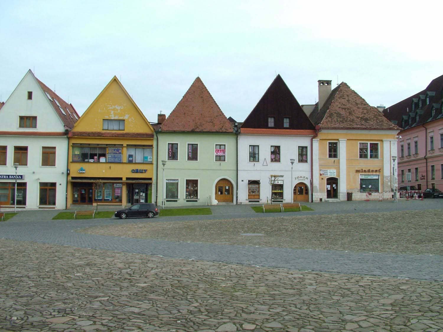 Bardejov square houses in a rows